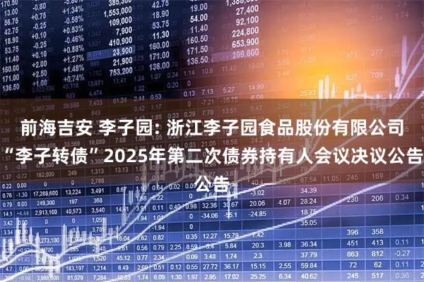 前海吉安 李子园: 浙江李子园食品股份有限公司“李子转债”2025年第二次债券持有人会议决议公告