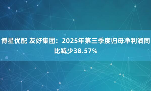 博星优配 友好集团：2025年第三季度归母净利润同比减少38.57%