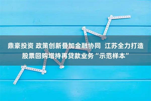 鼎豪投资 政策创新叠加金融协同  江苏全力打造股票回购增持再贷款业务“示范样本”